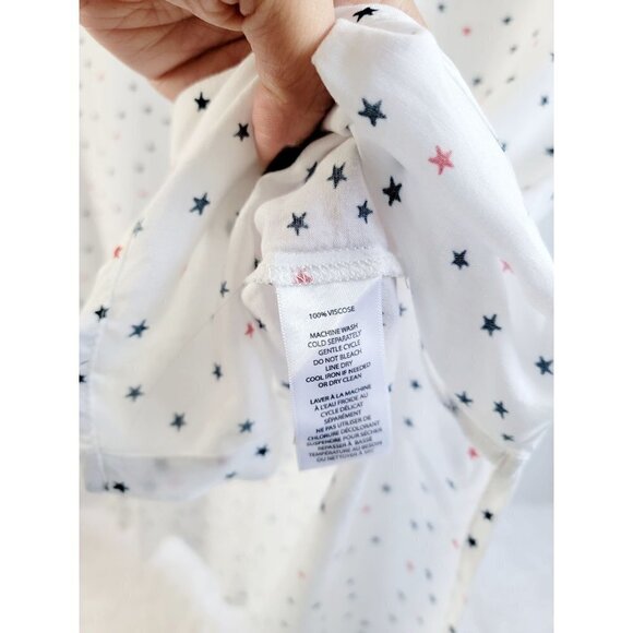 Beach Lunch Lounge 4th Of July Stars Print Button Down Short Sleeve Shirt Size S - Picture 7 of 10